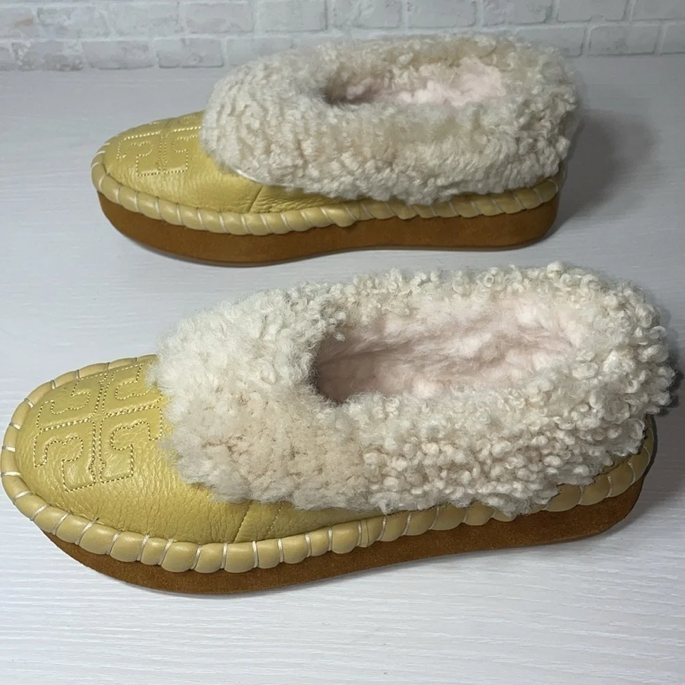 NWOT Tory Burch Leather Shearling Slipper Cornbread Ankle Boot Boho w/ Dustbag